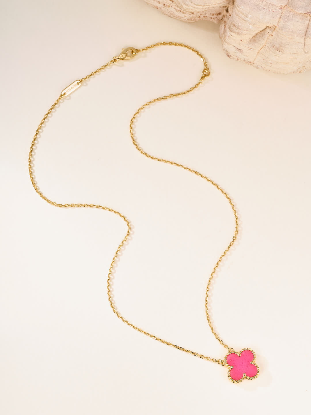Van Cleef & Arpels Magic Alhambra Pink Enamel Gold Necklace